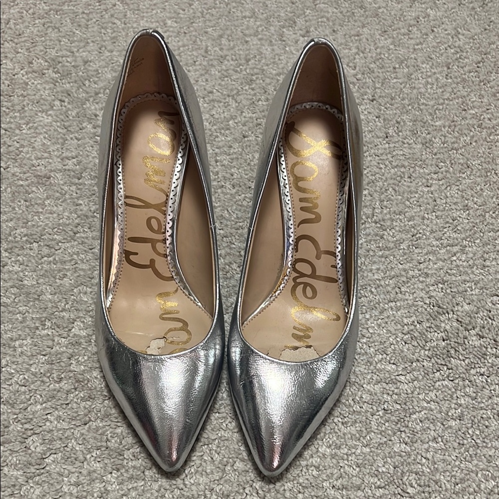 Sam Edelman Silver Block Heel Pumps